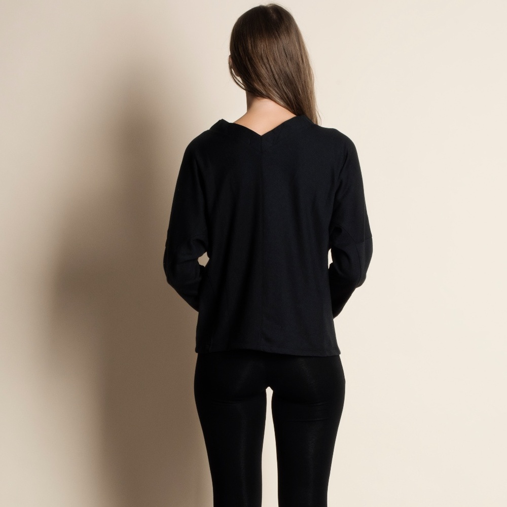 Lace Up Long Sleeve Sweater Top (PINK) - Picture 2 of 5