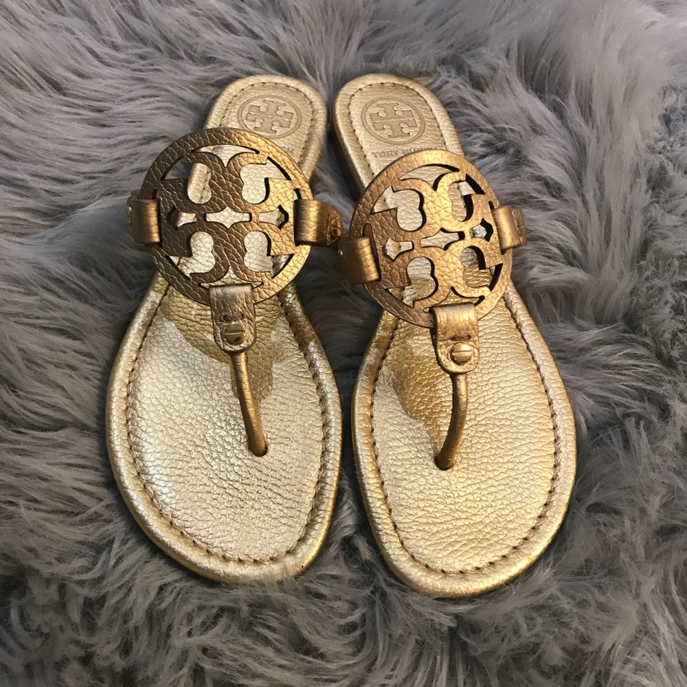 Tory Burch Miller Thong Sandal Gold Leather