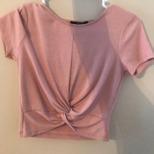 Pink twist T crop top