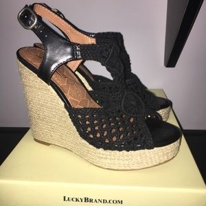 LUCKY BRAND, NEW Black Crochet Wedges