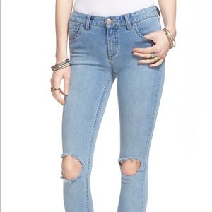Free People Destroyed Ankle Skinny Jeans, 26
