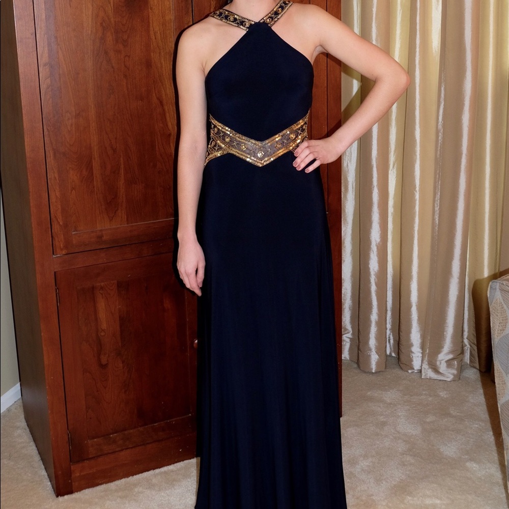 Navy Halter Gown