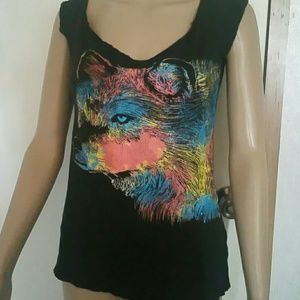 Miss Royal T wolf tank top large