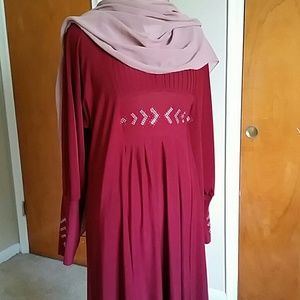 SOLD Yi Fei Er Red Embellished Maxi Dress/Abaya