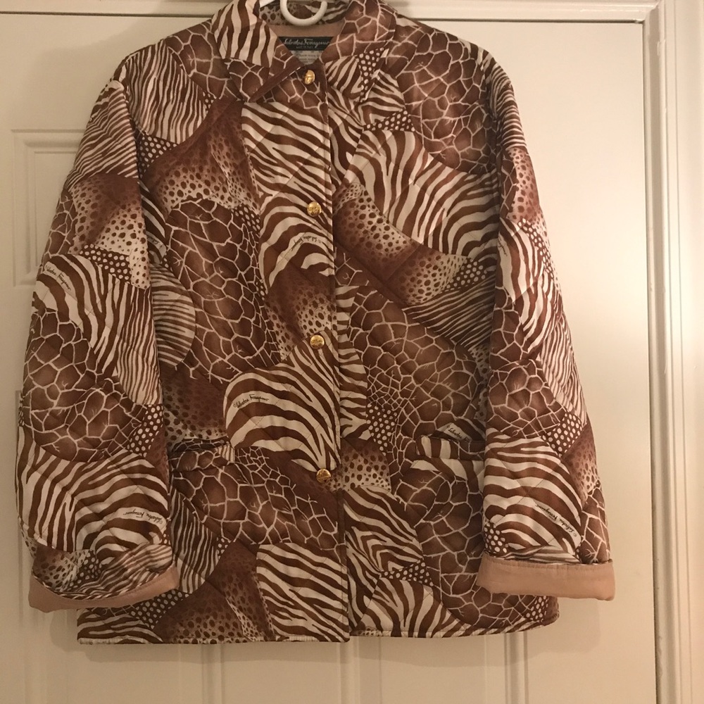 Authentic Ferragamo Quilted silk jacket.