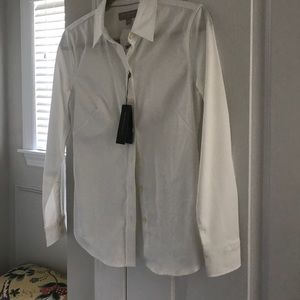 White cotton shirt. 98% cotton, 2% Lycra