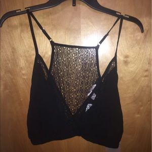 Black lace crop top