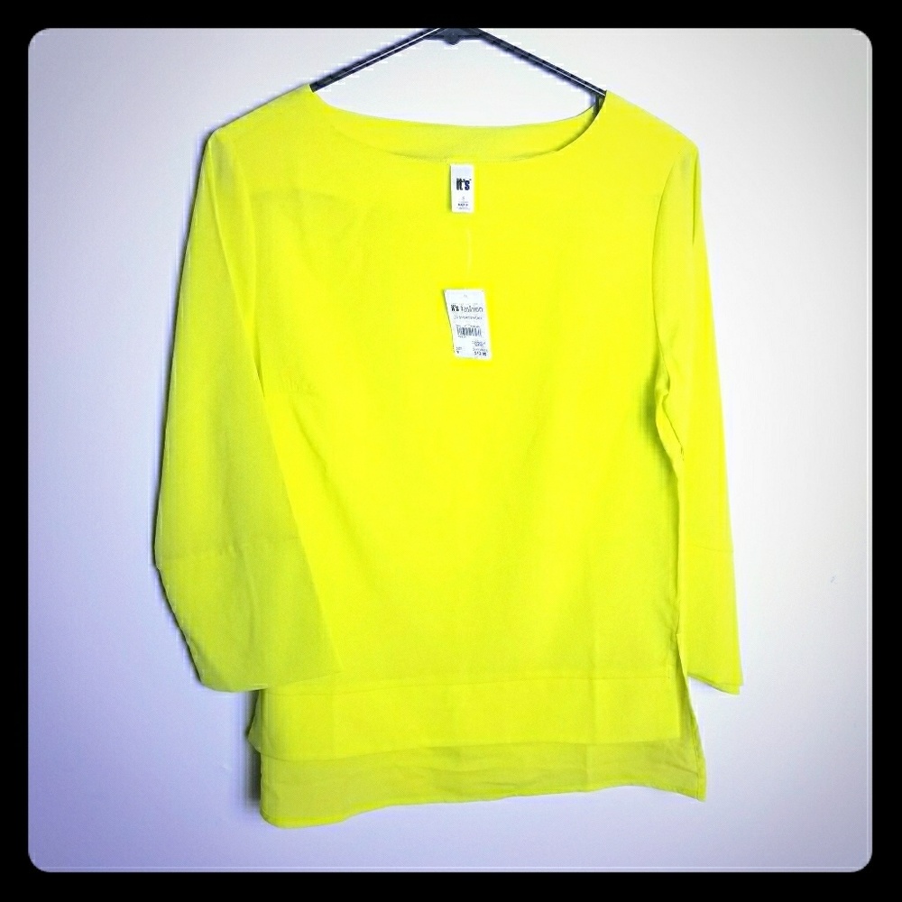 Highlighter yellow draped blouse
