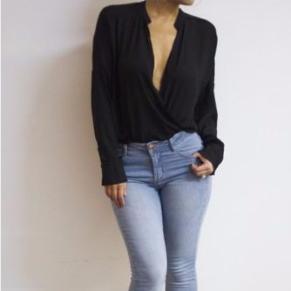 Women's Deep V-Neck Loose Chiffon Blouse