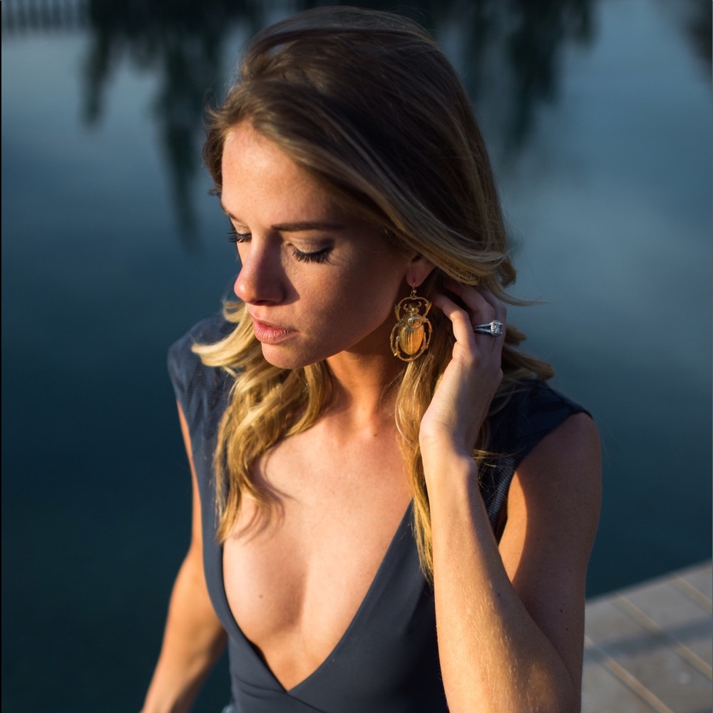 Hermosa Jewelry gold beetle earrings