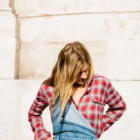 New Madewell Fairfax plaid flannel check top Jcrew - Picture 2 of 5