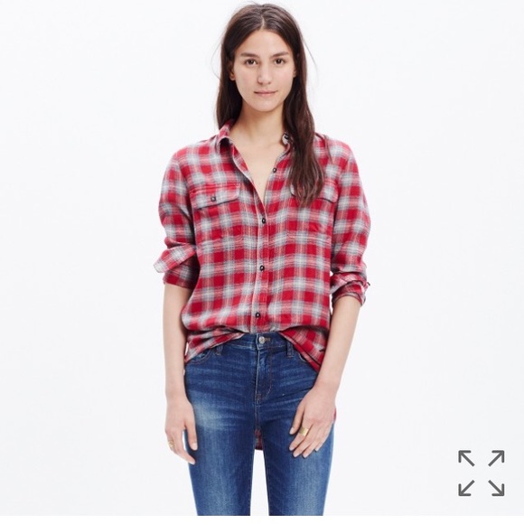 New Madewell Fairfax plaid flannel check top Jcrew - Picture 5 of 5