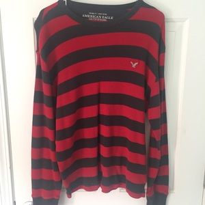 AE Brown and Red Striped Waffle Weave