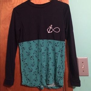 navy blue and teal anchor shirt