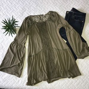 ALTAR'D STATE Olive green Boho Bell sleeve Tunic