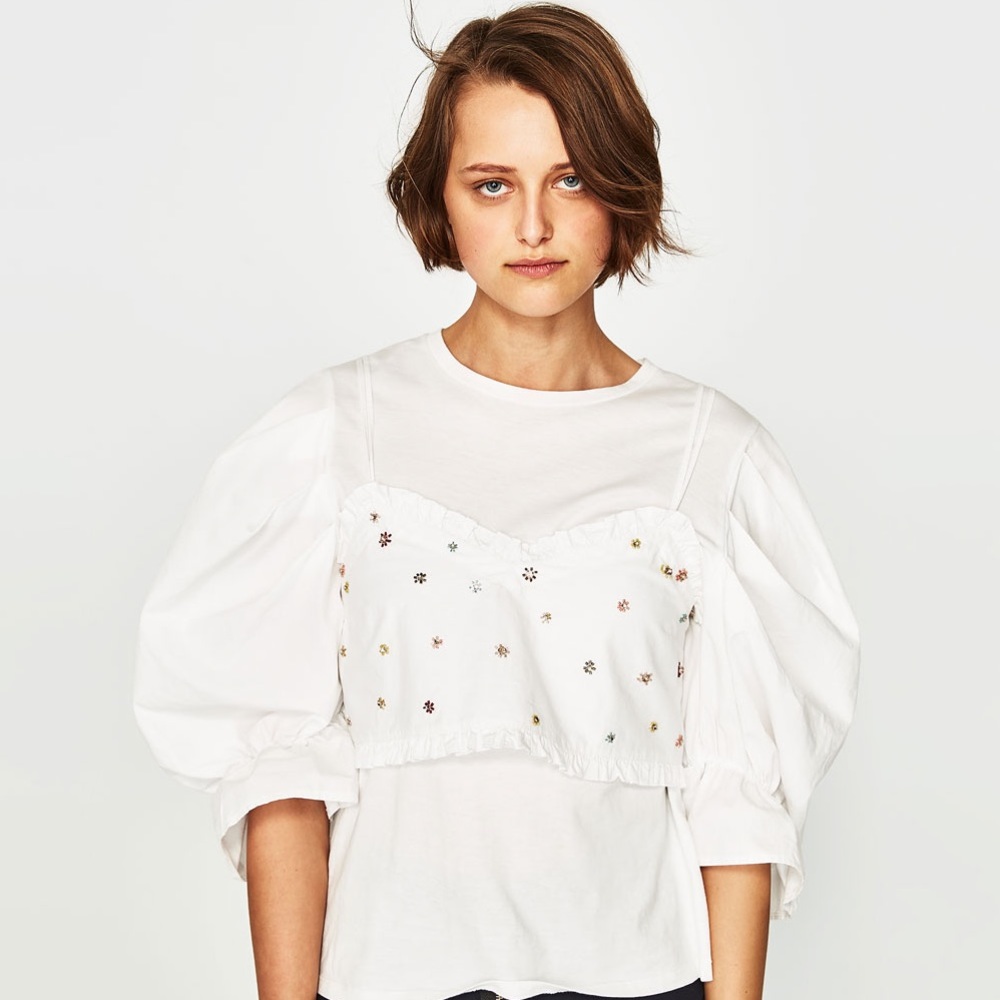 ZARA EMBELLISHED CROP TOP-