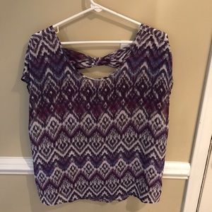Torrid Purple Sheer Top, cut out in back