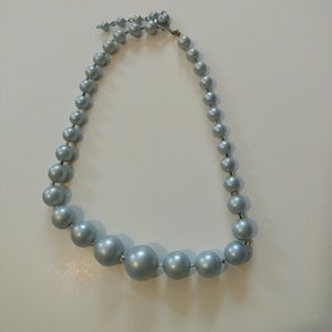 Vintage necklace of blue-grey beads Japan
