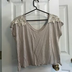 Loose crop top with shoulder detail