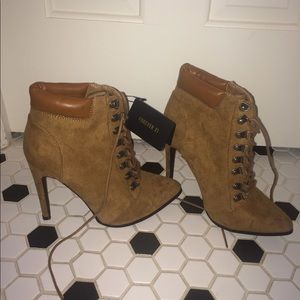 Suede lace up booties