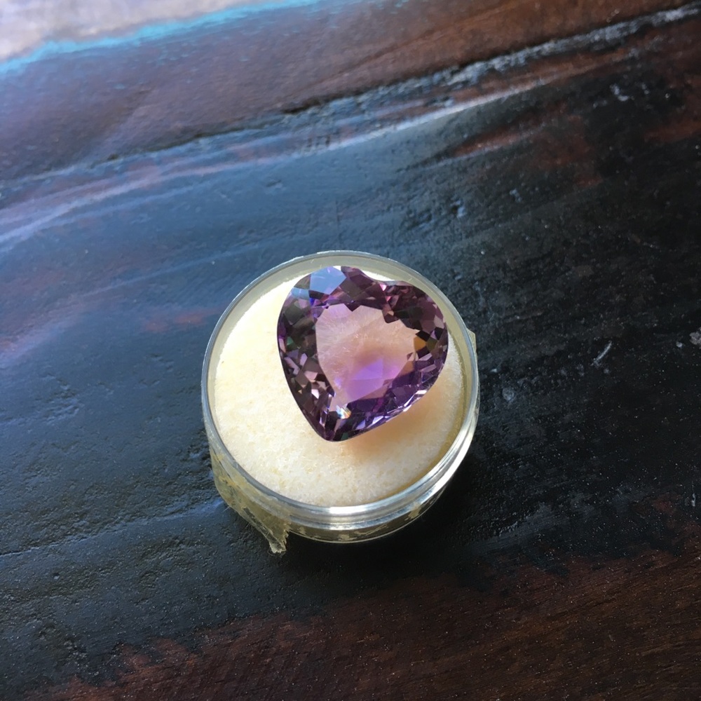 Heart cut 15.68 Ct Amethyst stone.