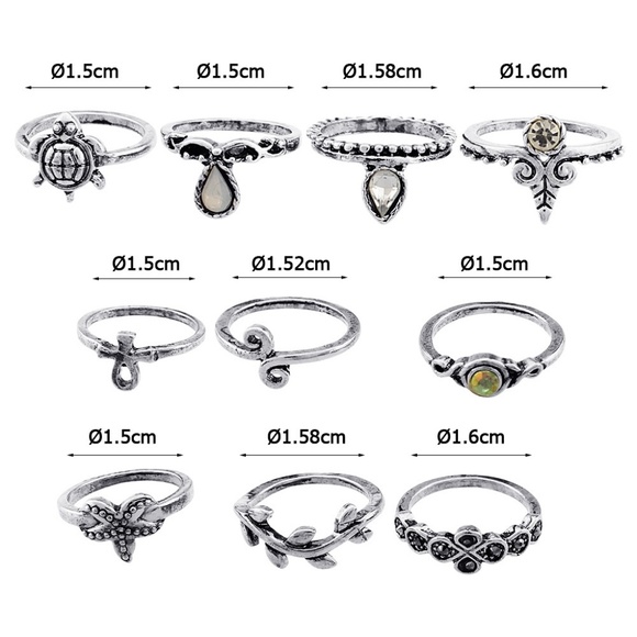 Boho Chic 10 Piece Boho Ring Set - Picture 2 of 3
