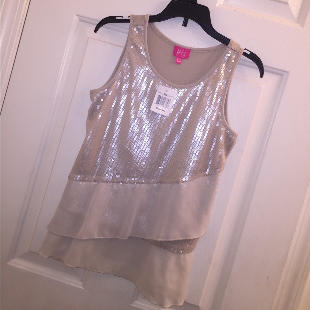 Girls top with ruffle/sequins NWT