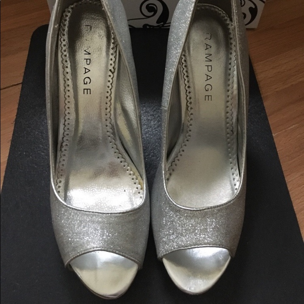 Rampage Silver Sparkle High Heels - Size 10