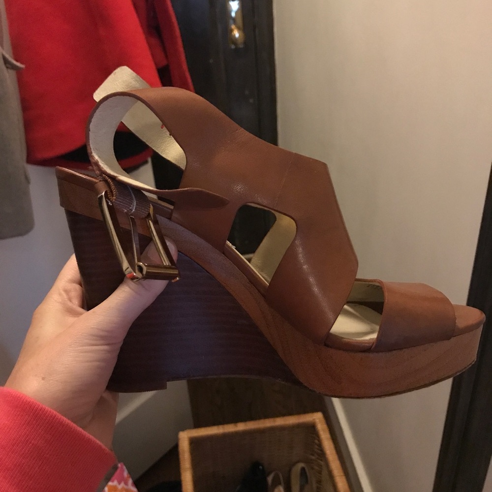 michael kors blue wedges