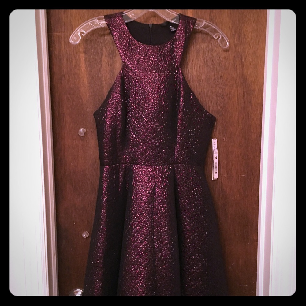 NWT AQUA Burgundy Shimmer Cocktail Dress - XS