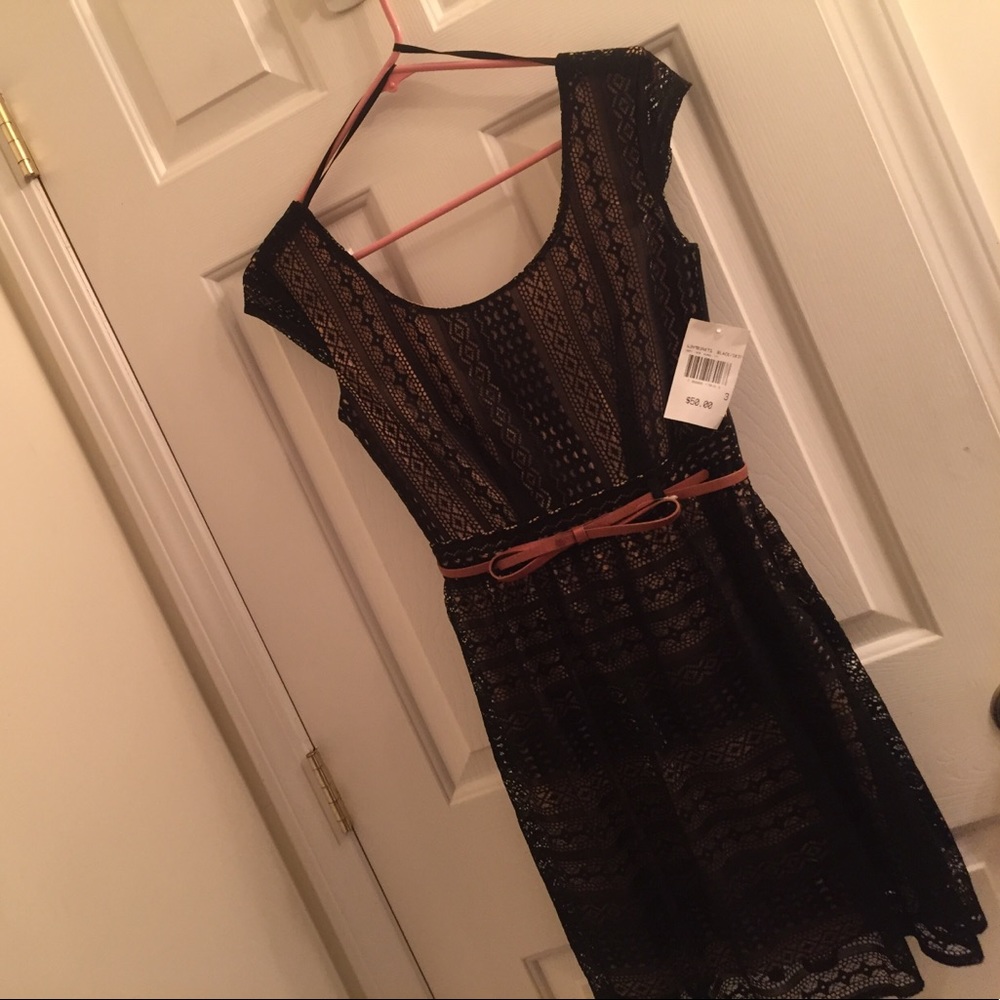 Lace dress with taupe/dark nude underneath lining