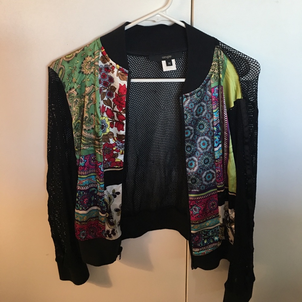 Vintage bomber jacket with fish net