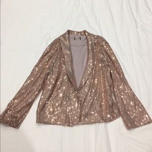 Fun Rose Gold Sequin Blazer