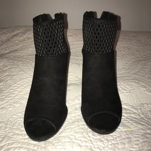 Black open toe booties