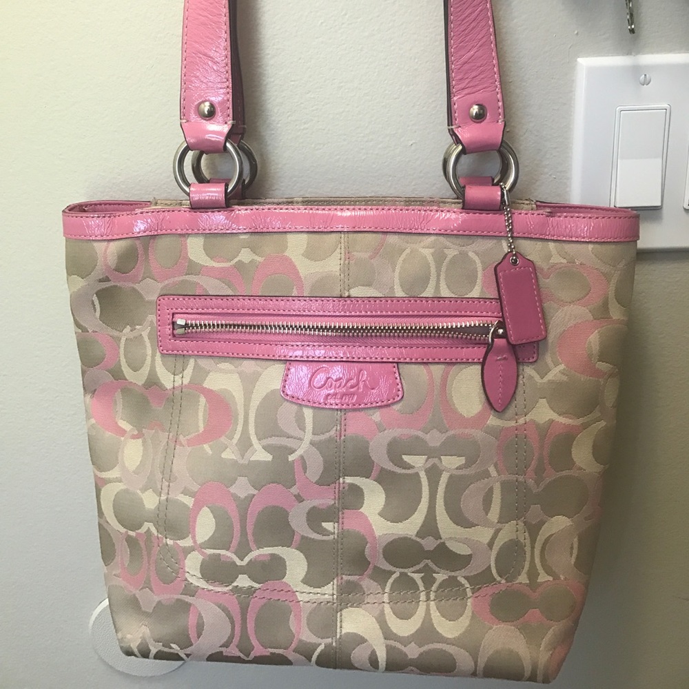 Coach tote medium pink/tan