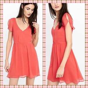 Express Deep v-neck Crinkle Chiffon Dress