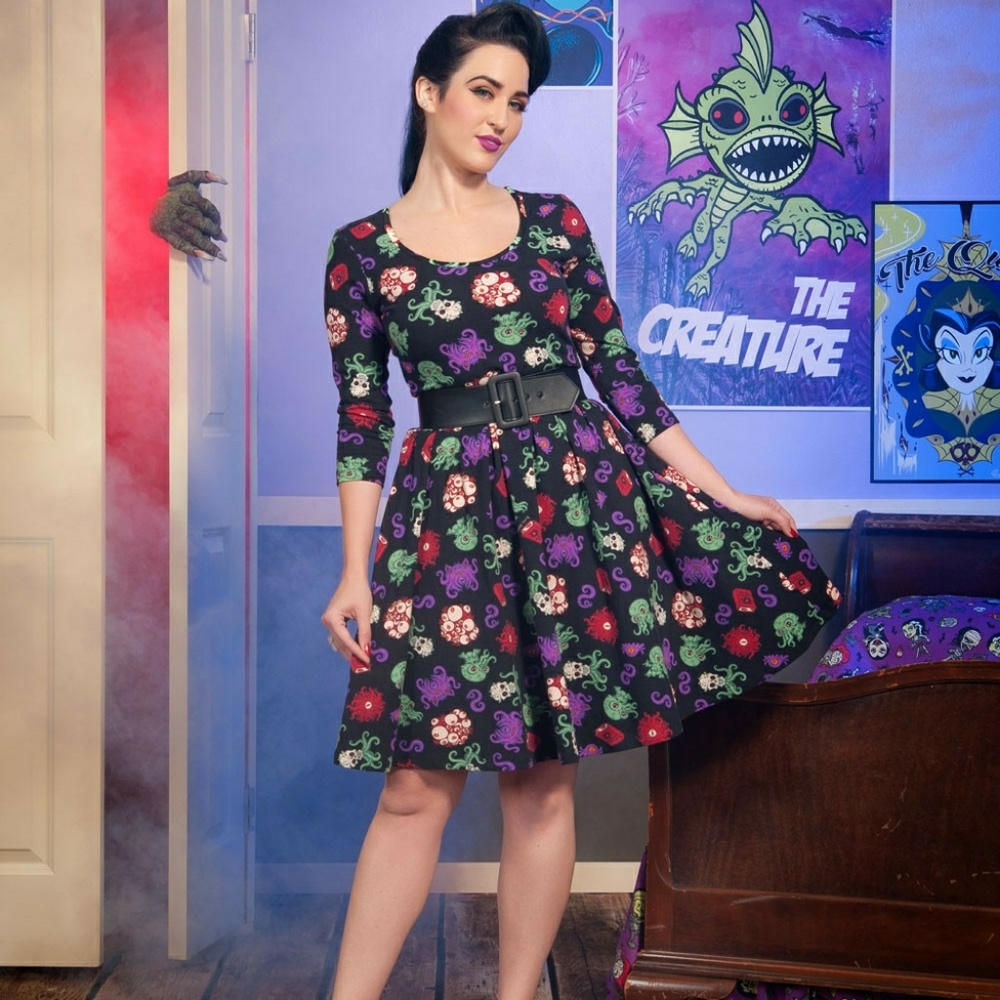 🚫SOLD🚫Pinup Girl Clothing Kayla in cthulhu print