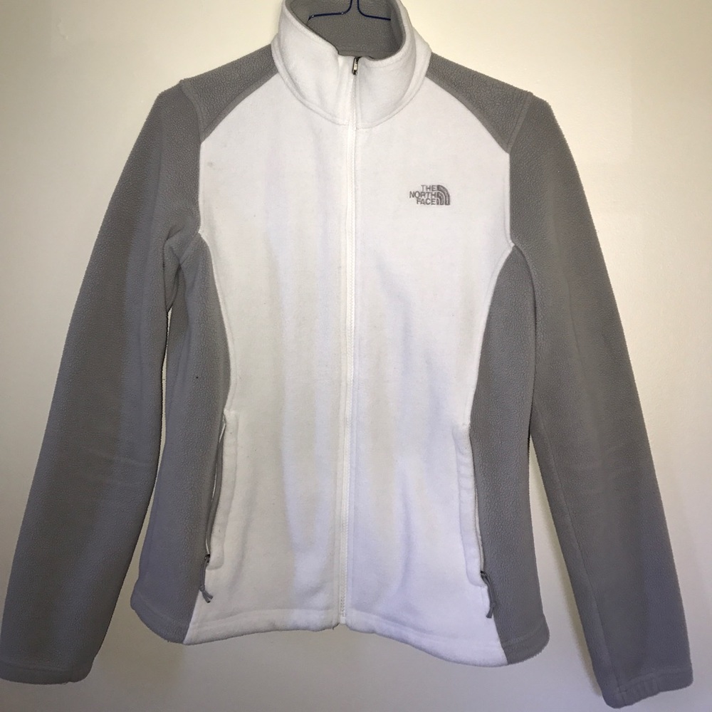 White & grey North Face Jacket