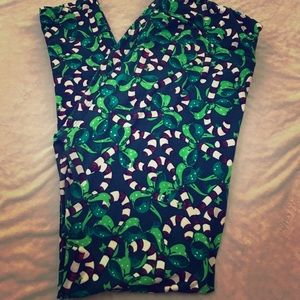 LuLaRoe Green Candy Cane TC Leggings