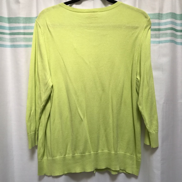 Bright Green LOFT 3/4 Sleeve Cardigan - XL - Picture 3 of 5