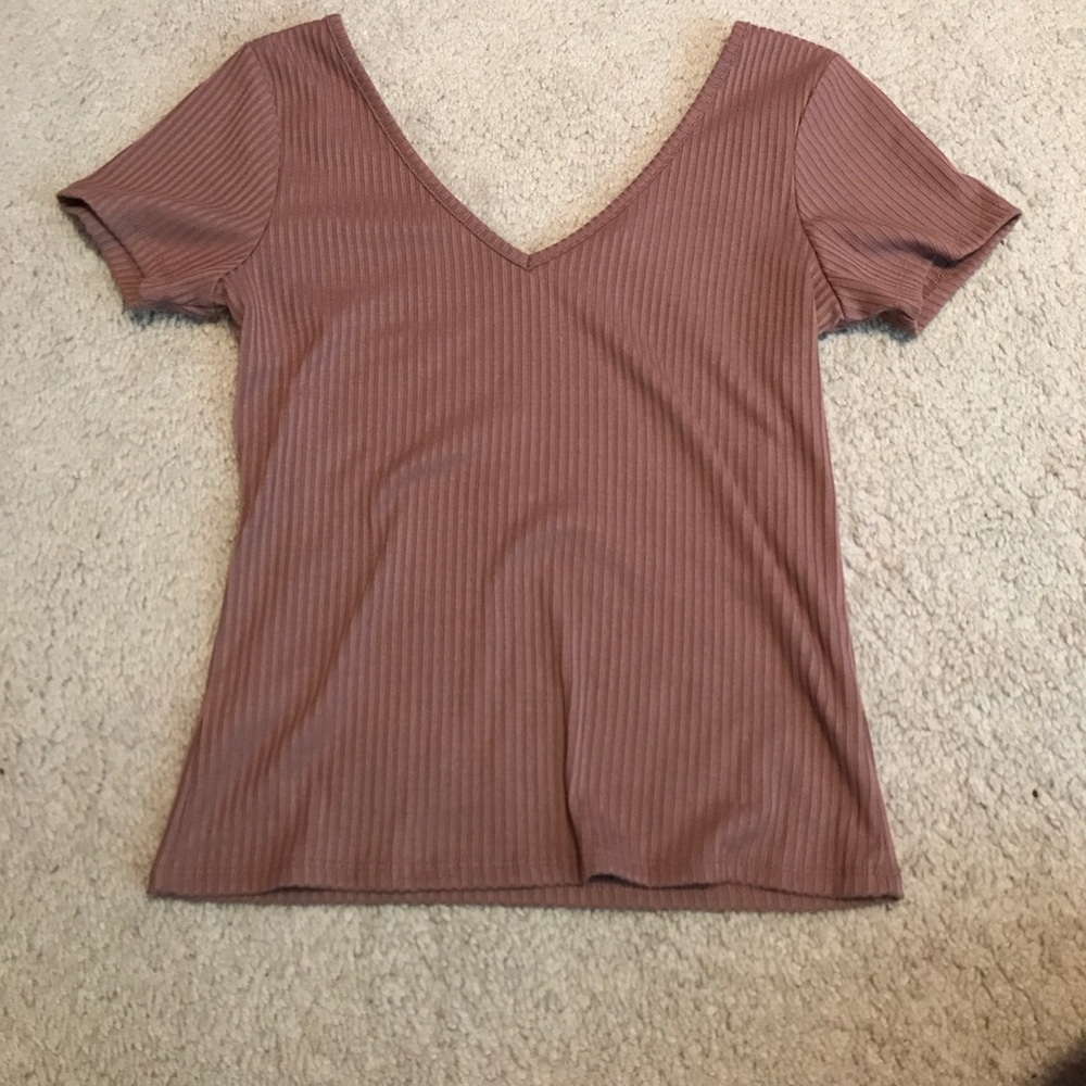 charlotte russe brown ribbed shirt