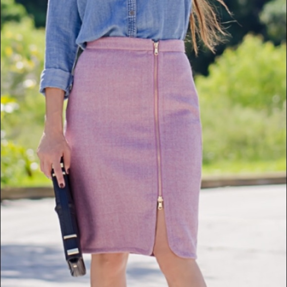 Wool Zipper Pencil Skirt