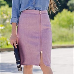Wool Zipper Pencil Skirt