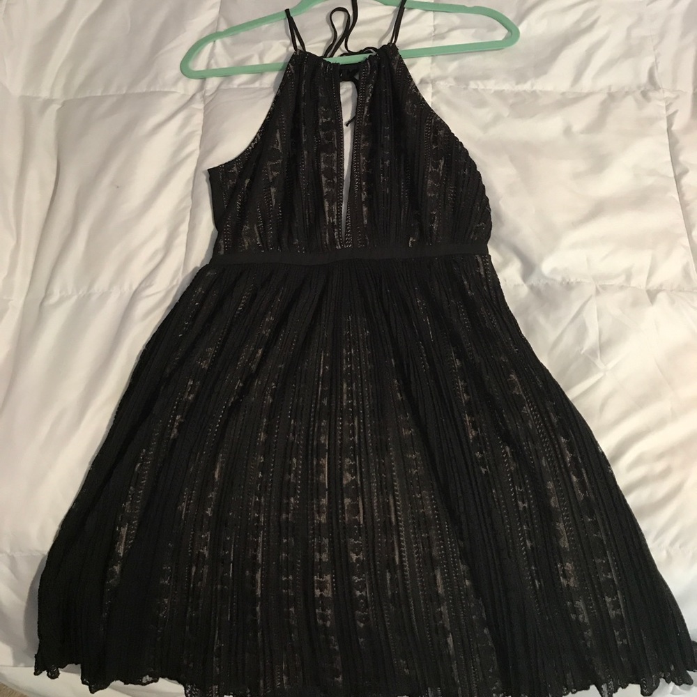 black lace nude slip dress