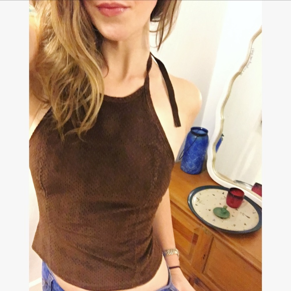 Laundry by Shelli Segal brown suede halter top 😍