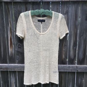 Rag & Bone Mesh Knit Top, Silk Blend, Cream SZ S