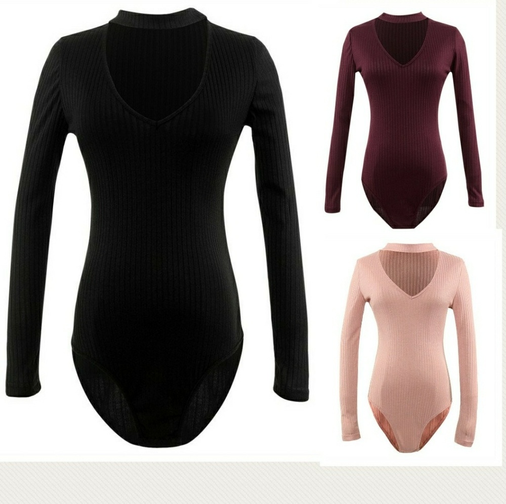 Choker Neck Cotton Bodysuits