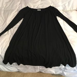 black piko off the shoulder dress