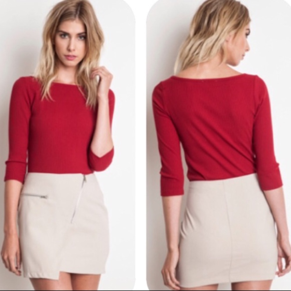 🍃💕NWT Cropped Rib Knit Layering Shirt