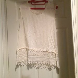 Cream tank top with lace trim